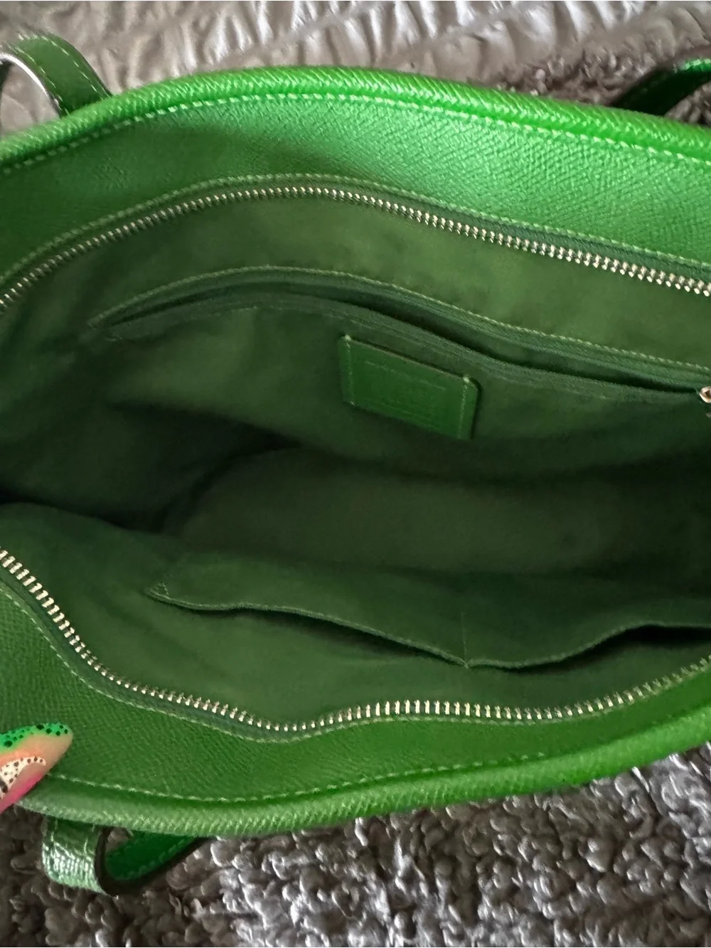 Coach Green Leather Tote with Matching Card Case